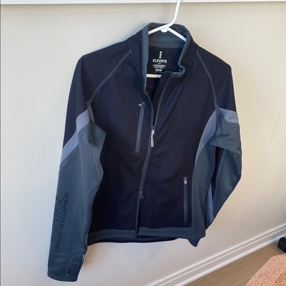 Sleek Black and Gray Performance Jacket with Athletic Fit